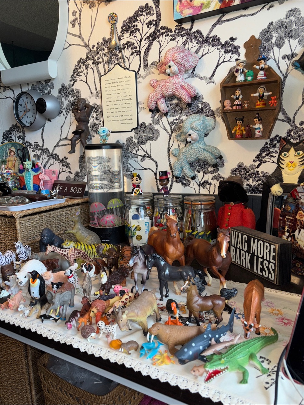 75+ Piece collection of assorted plastic and molded animal figurines.